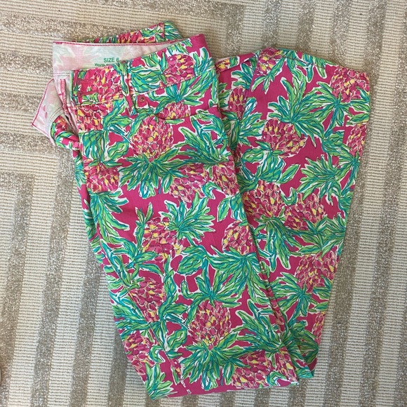 Lilly Pulitzer Worth Jeans Spike the Punch Orchid Pineapple, Size 6, Like New - Picture 2 of 3